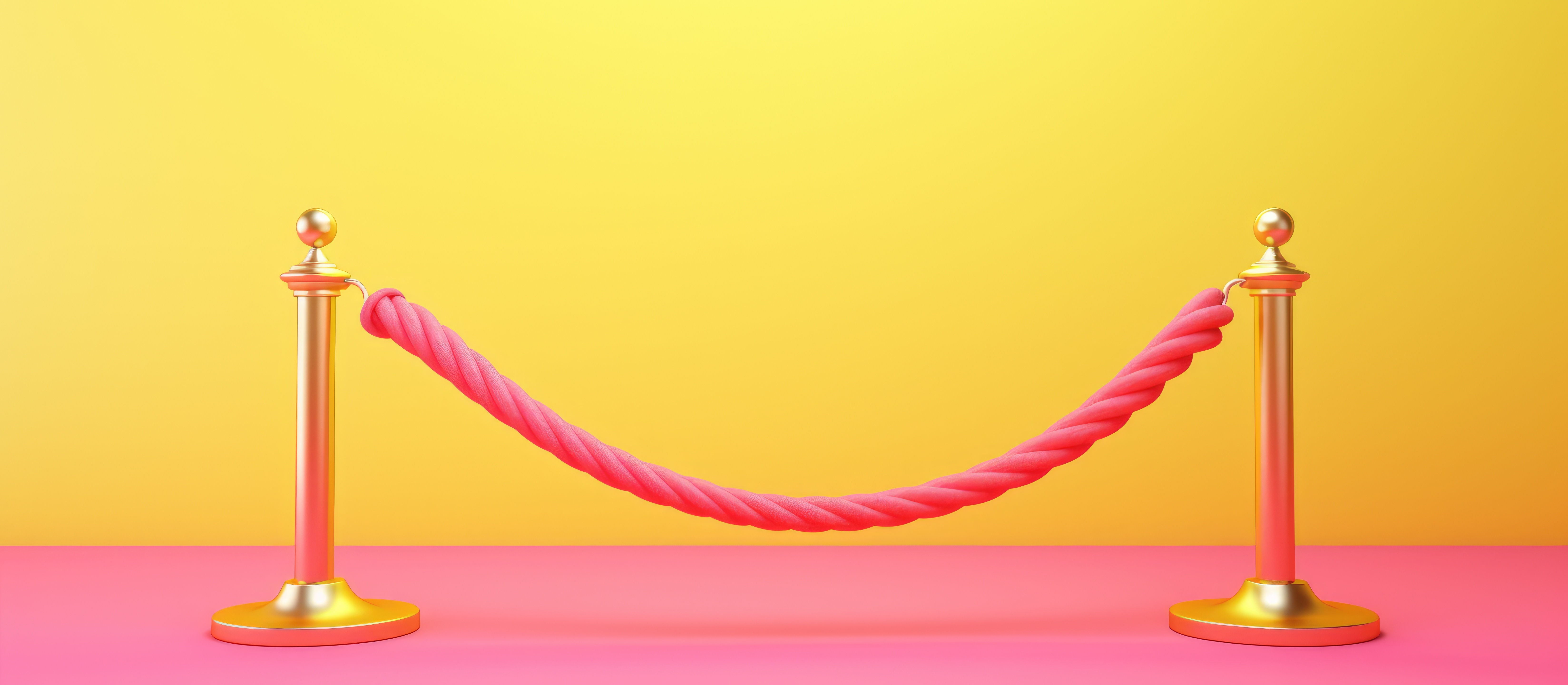 Minimalistic pink rope barrier.