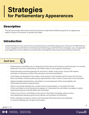 Strategies for Parliamentary Appearances